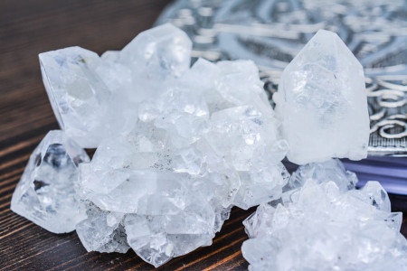 Raw white crystal clusters
