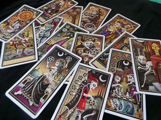 tarot cards spread out
