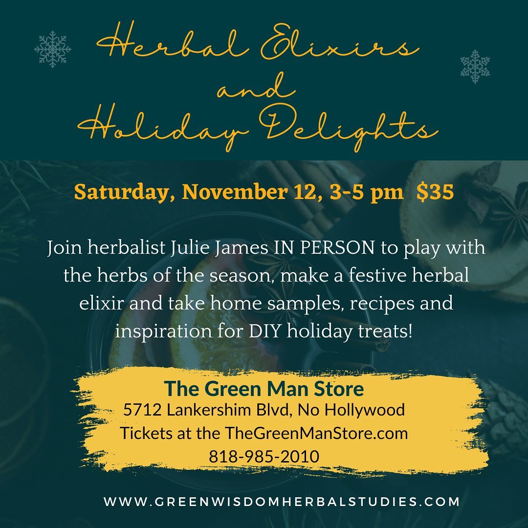 a poster for a herbal elixirs and holiday delights