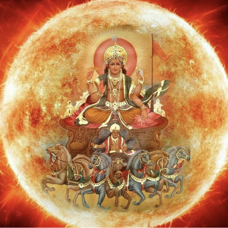 a painting of a person sitting on a throne surrounded by horses