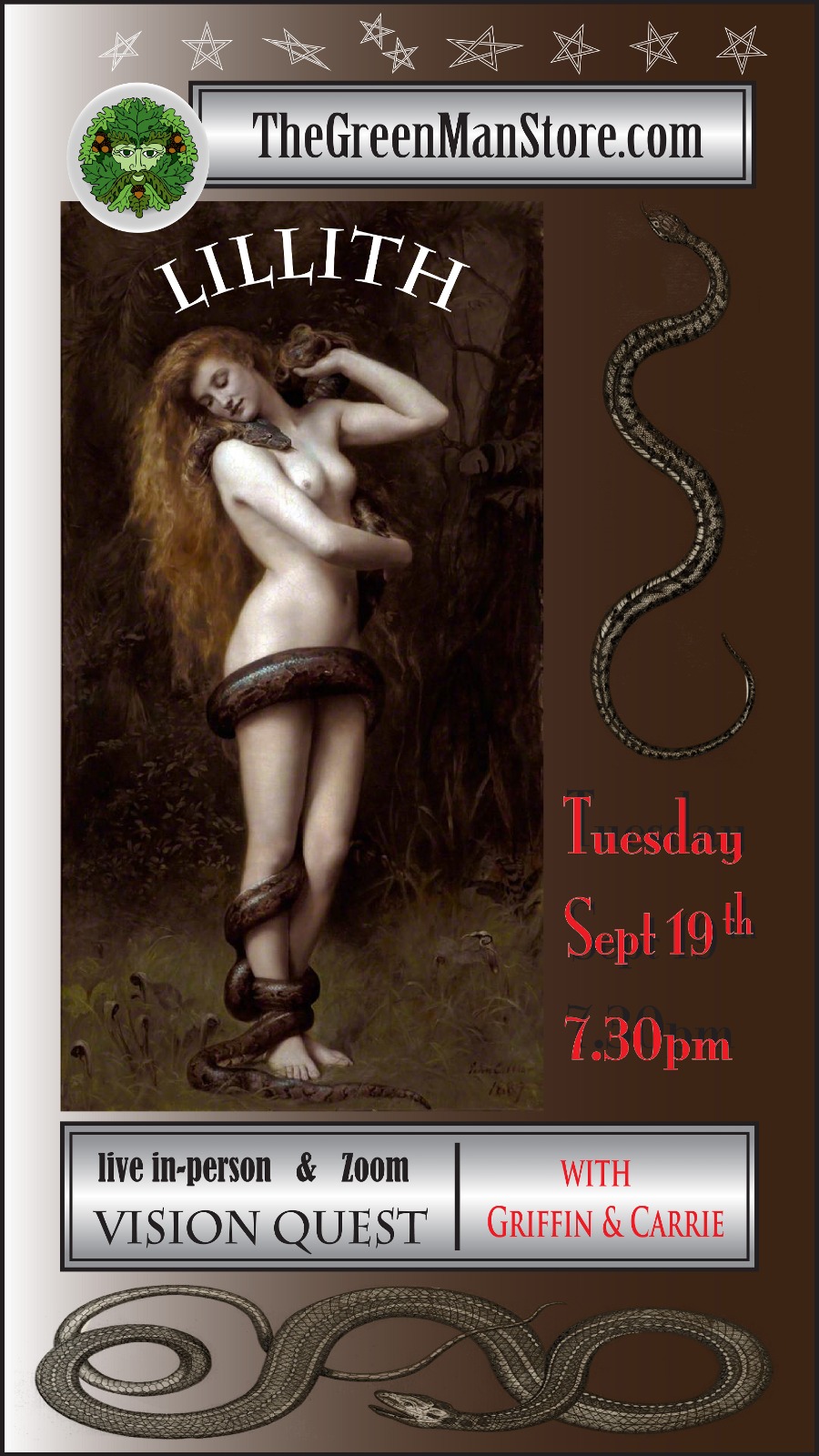 a poster of a woman with a snake around her neck
