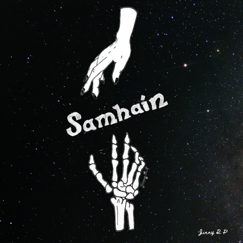 a hand and a hand in space