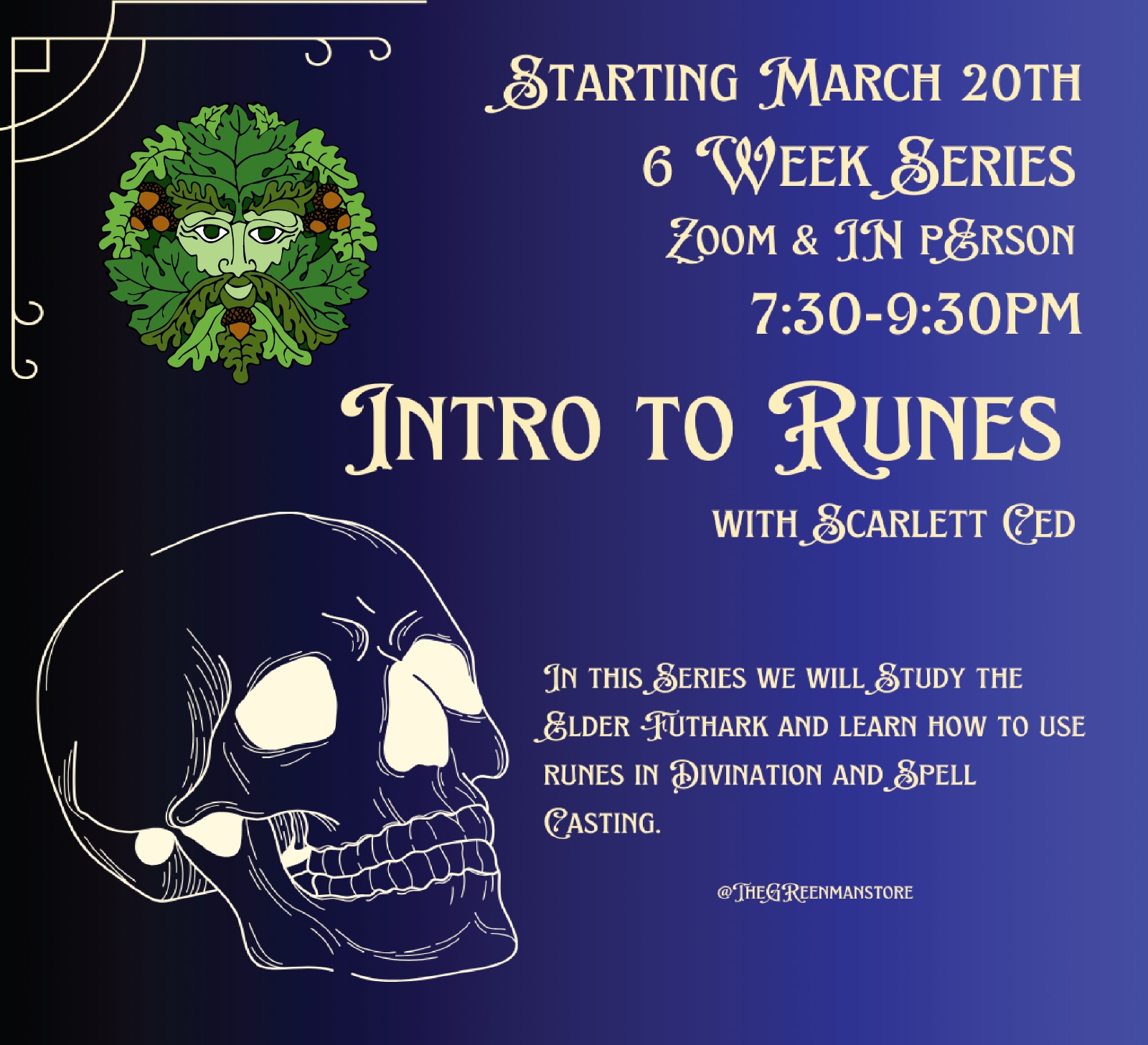 a poster with a skull and text