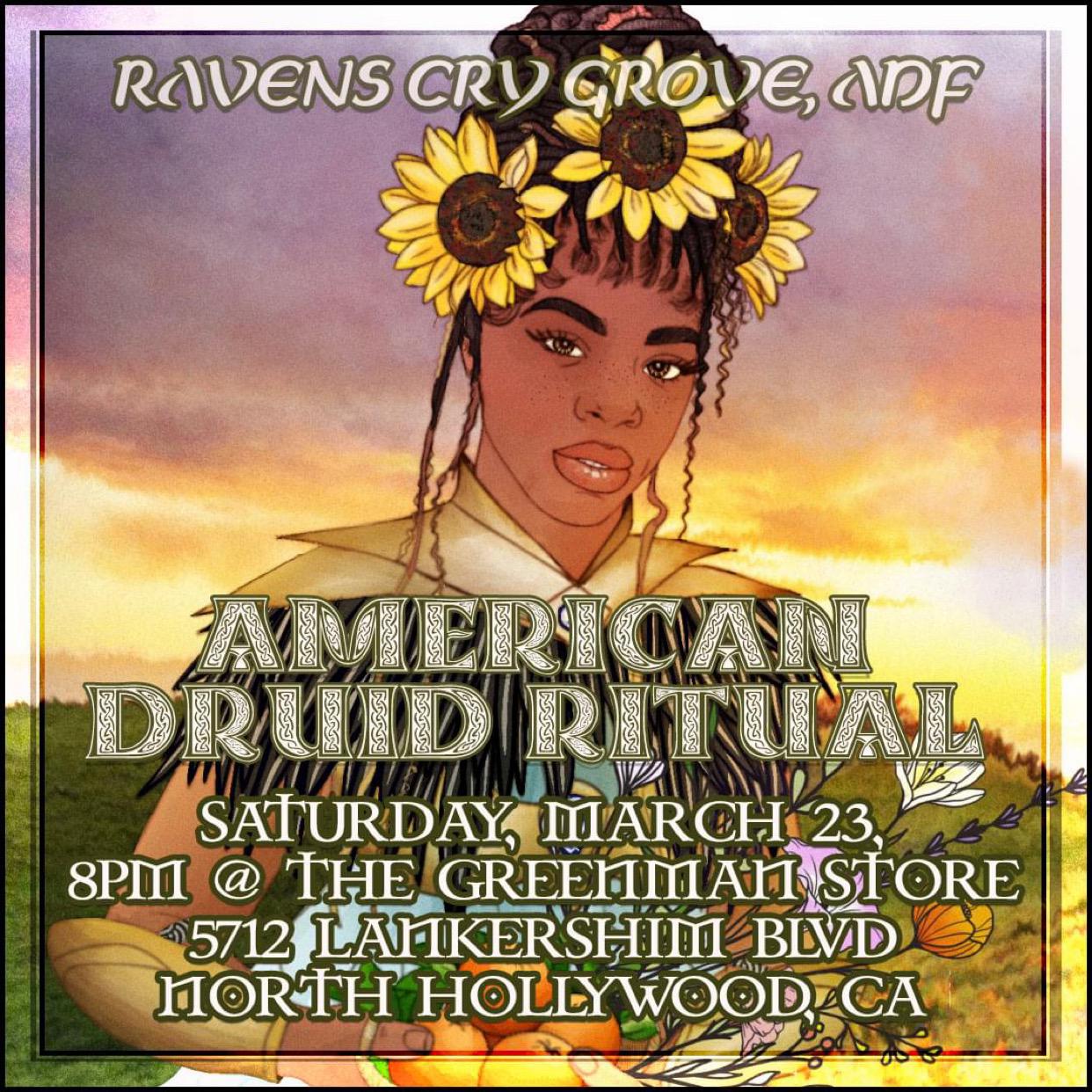 a poster of a woman with sunflowers in her hair