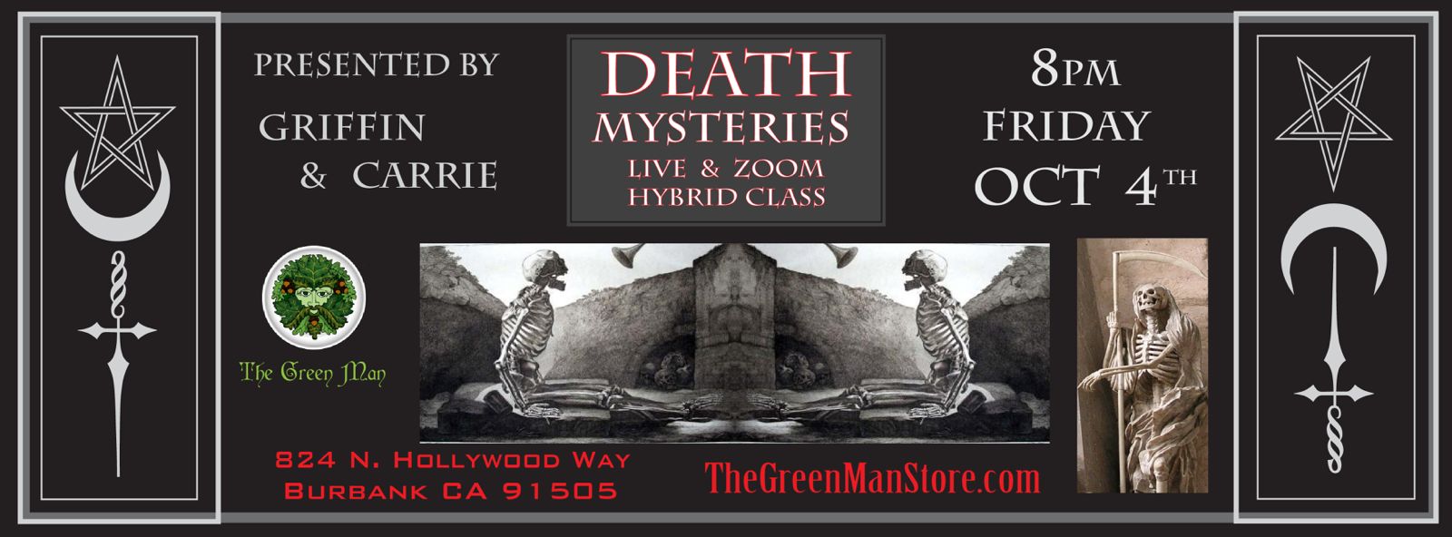 a card with a picture of a skeleton