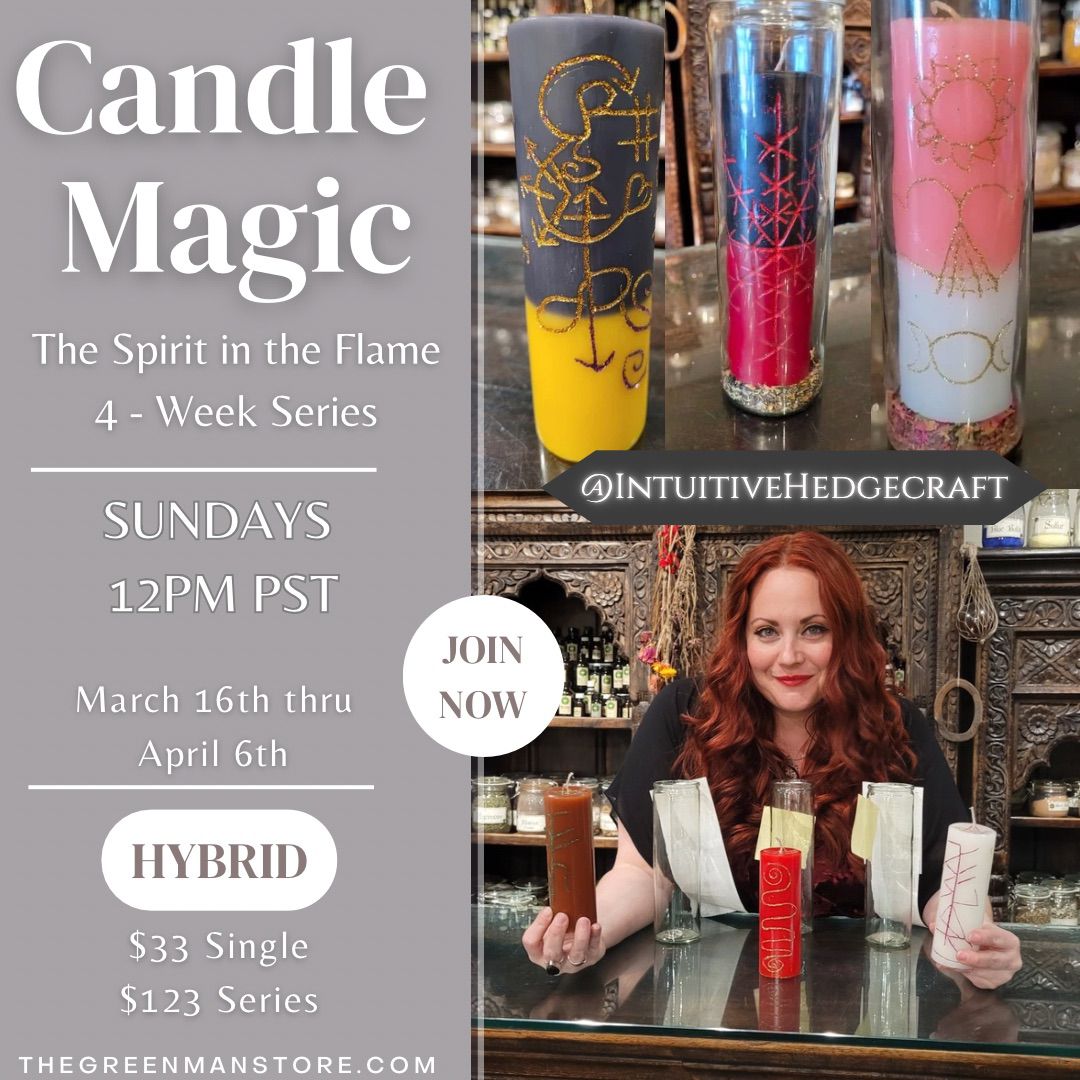 A woman sitting at a table with several candles