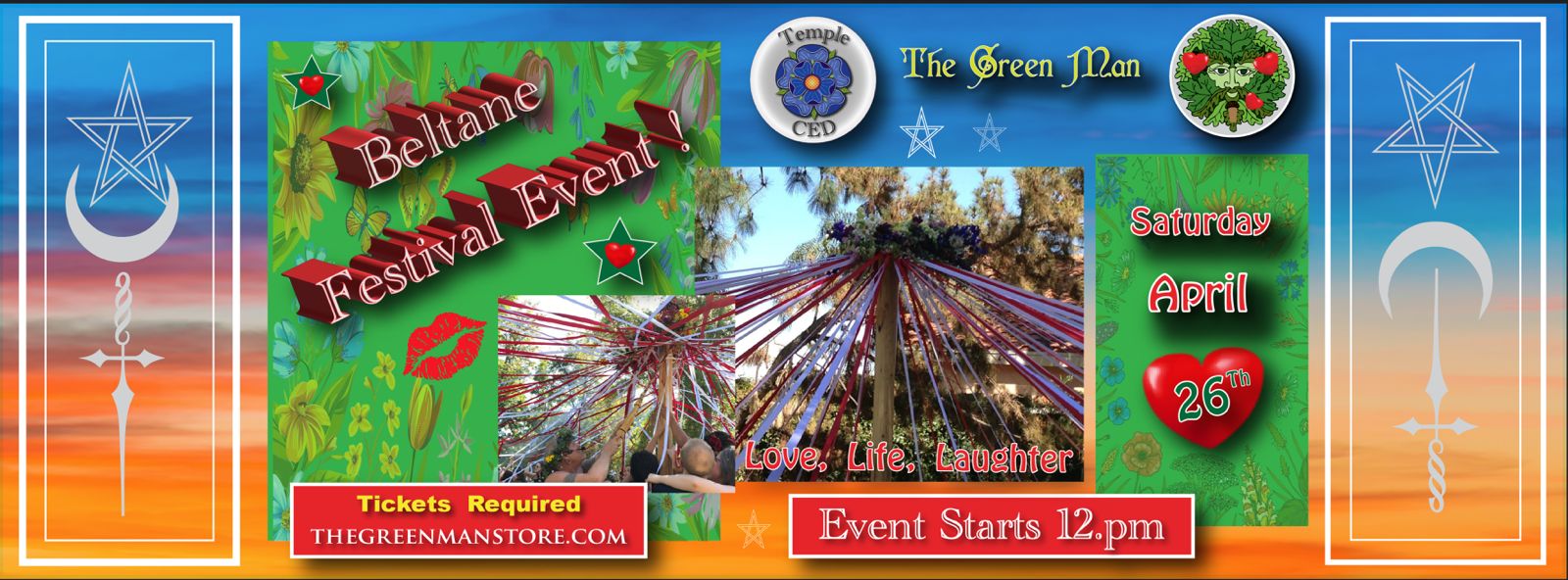 A collage of banners and a sign