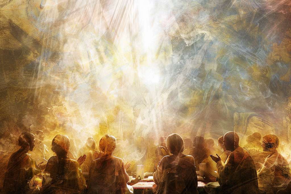 A group of people sitting at a table