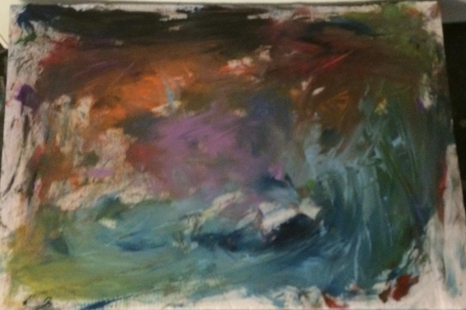 A painting of a colorful landscape