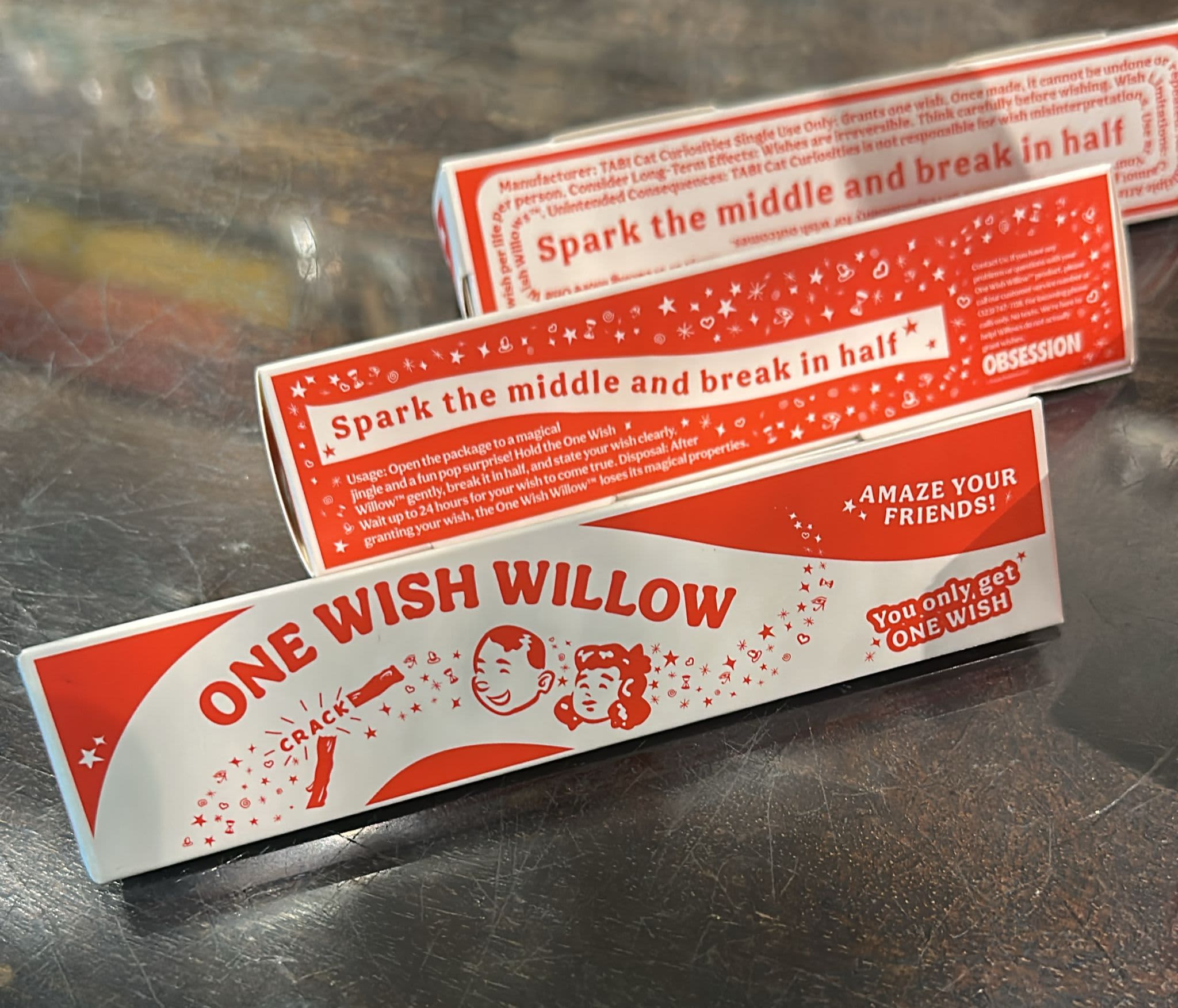 A group of red and white boxes