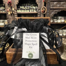 A black bag with a white label on it